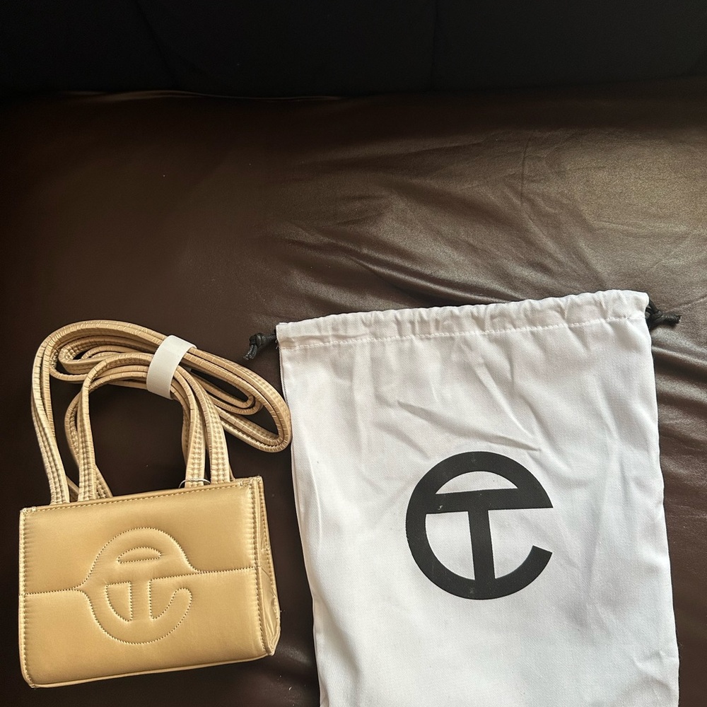 Telfar Tan Mini Bag with Embossed Logo